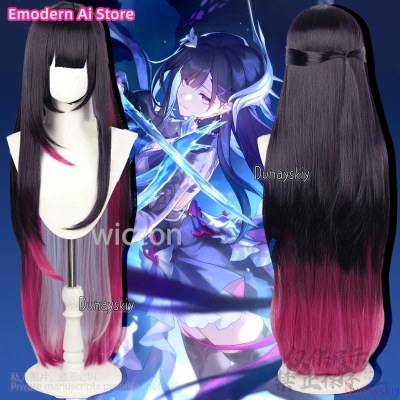 

Anime Game Honkai：Star Rail Cosplay Helektra Long Mixed Color Hot Pink Black Jirai Kei Girls Wigs Heat Resistant Hair Halloween