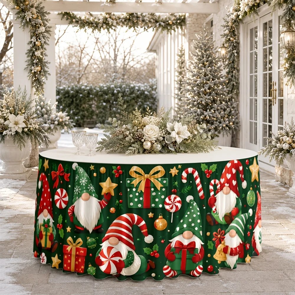 Table skirt / tablecloth table skirt - 1 piece - Holiday Christmas Dwarf Pattern Polyester Fake Evening Dress