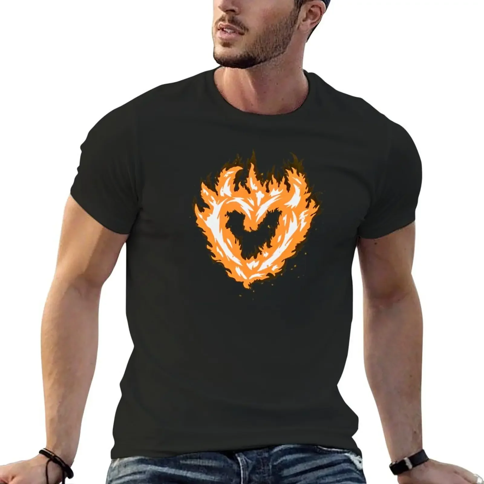 Sapnap Flame Heart T-Shirt anime clothes graphic t shirt vintage cute tops for a boy shirts men