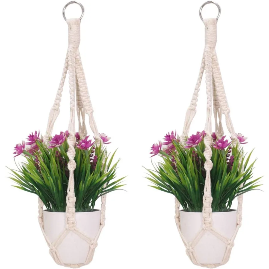 

2 Pack Macrame Plant Hangers Handwoven Cn Rope Indoor Outdoor Use Bohemian Style 50 cm