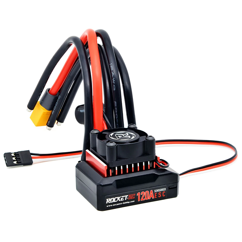 Rocket-RC Motor 120A Sensored Brushless ESC for 1/10 RC Racing Car 380 390 540 Motors with Removable Cooling Fan Super BEC 6V/4A