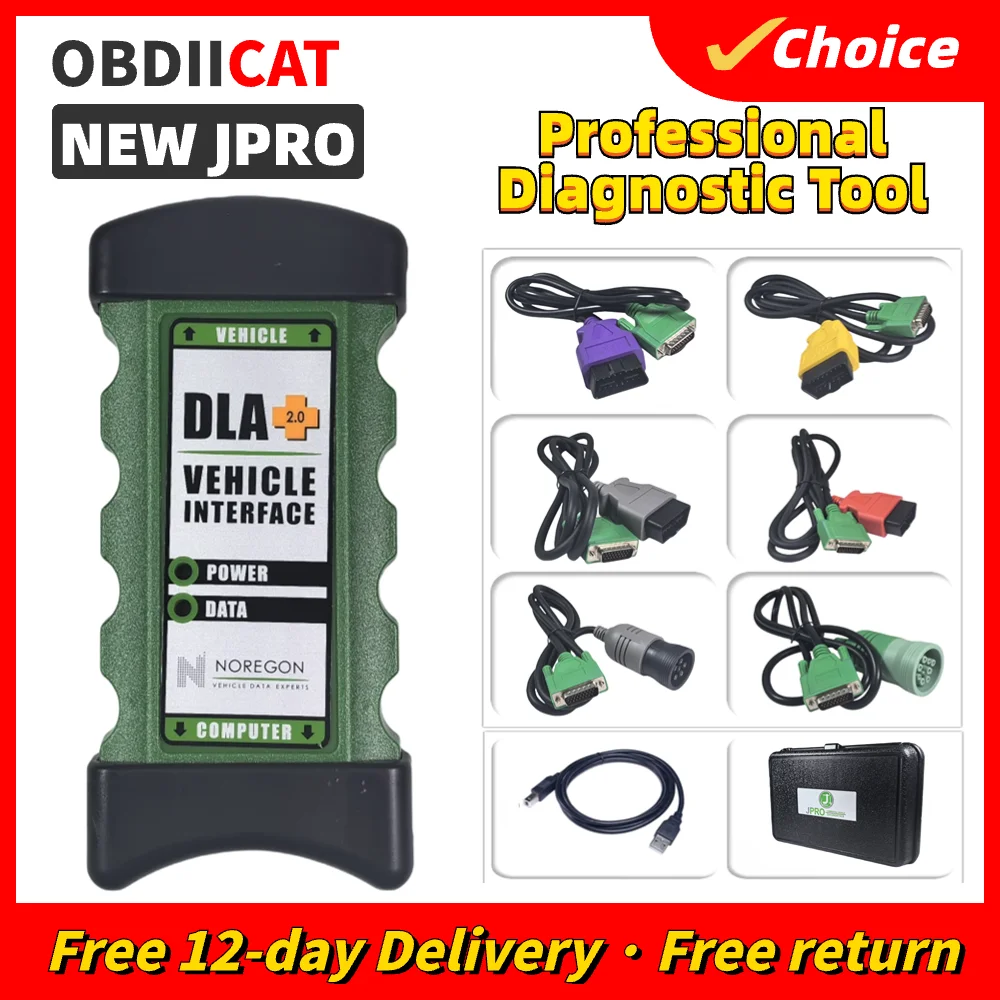 

100% High quality JPRO 2023 V3 DLA+2.0 Vehicle Interface Professional Diagnostic Tool Diesel for Heavy Duty Truck Scanner Fleet