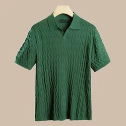 Men Short Sleeve Polo t-Shirts Slim Fit Knitted Polo Shirts Man Breathable Business Casual Tops Comfortable t Shirt Man Clothes