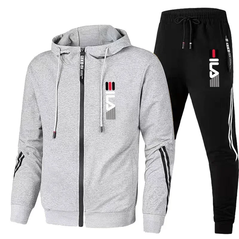 Lente Herfst Heren Sport Hoodies Trainingspak Mode Jacks Met Rits En Joggingbroek Casual Outdoor Mannelijke Fleece Bedrukte Trui Pakken