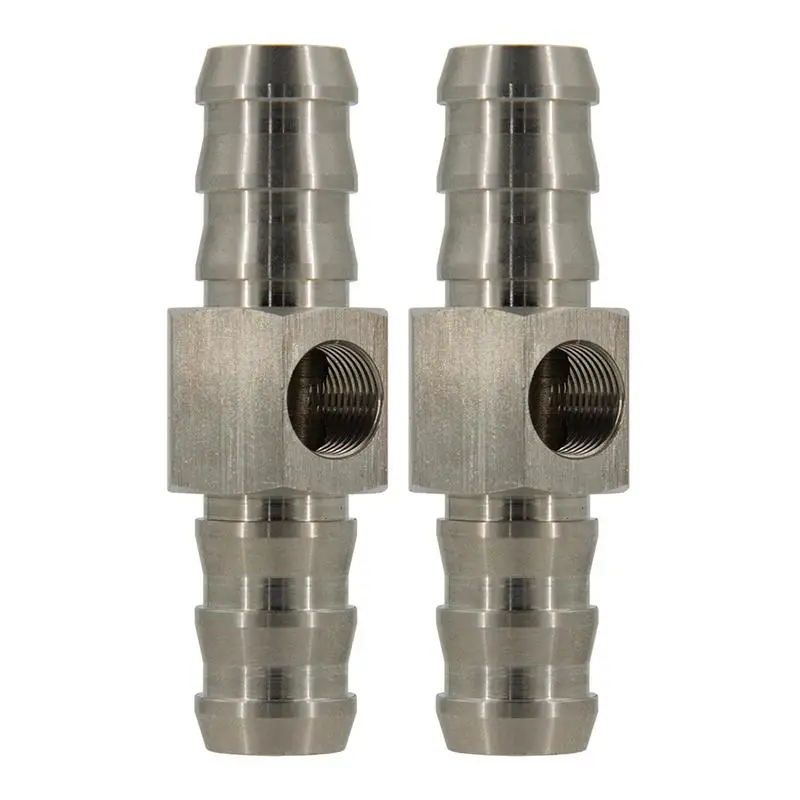 Oil System T-Fitting Adapter 2PCS Replacement T-Fitting Adapters With Clamps Pagoda Shape Connector Adapters Fits 3/8 Or 1/2 ID