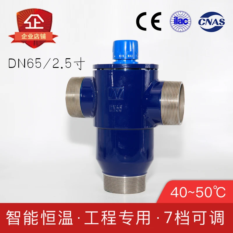 سخان مياه من الفولاذ المقاوم للصدأ DN65 مع تحكم تلقائي في درجة الحرارة الساخنة والباردة، معدل تدفق كبير، خيط ذكر 2.5 بوصة، 40 ℃ ～50 ℃