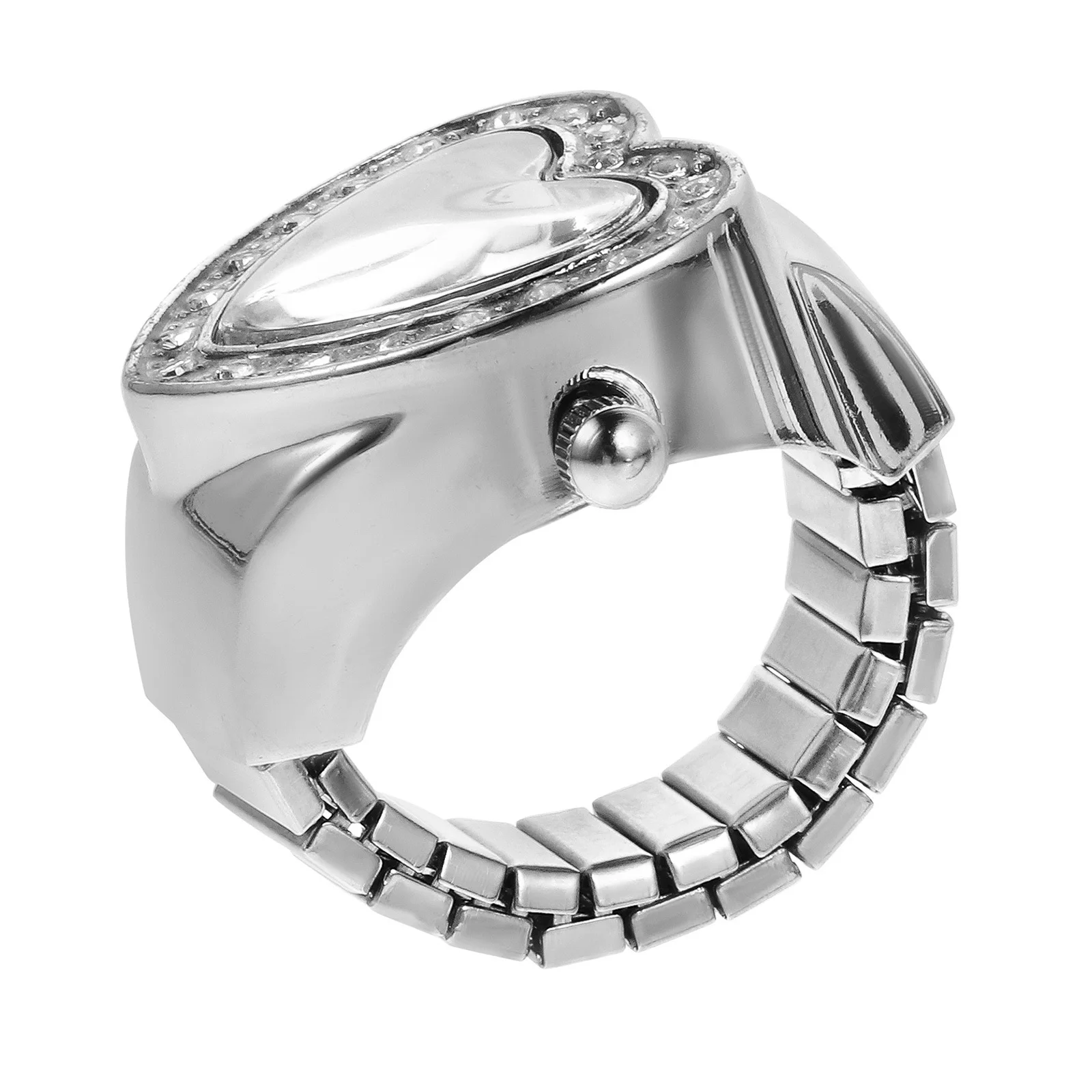 

1Pcs Retro Heart Shape Quartz Finger Ring Watch Elastic Band Casual Watch for Men Women Creative Gift Festival Gift