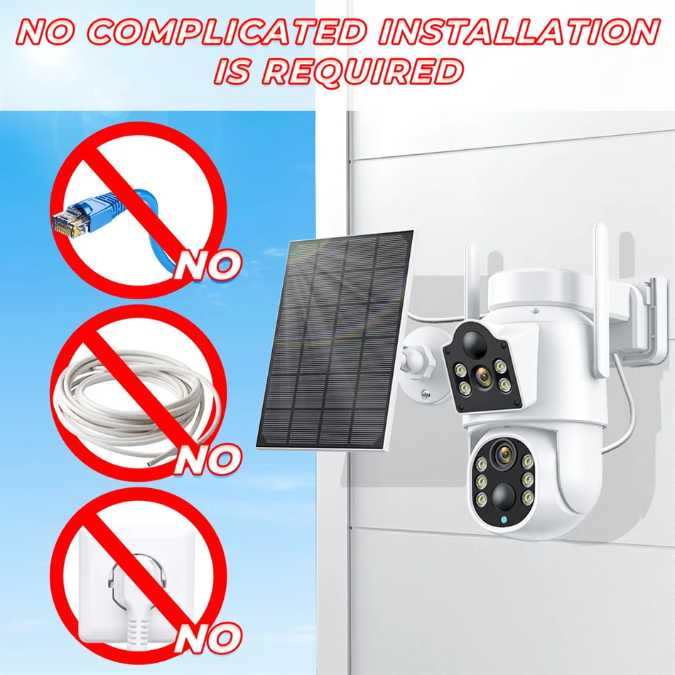 Solarbetriebene Kabellose Doppellinsen-Bullet-Kamera 360° PTZ Outdoor HD Sicherheitskamera – Detail 11