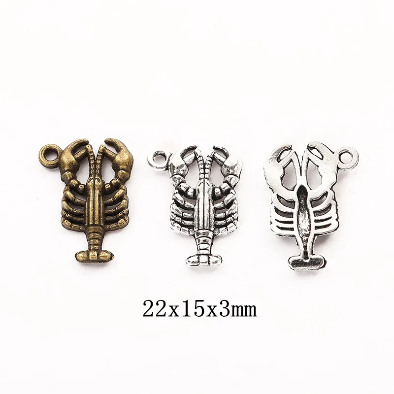 40pieces (lobster) vintage zinc alloy charm metal pendant DIY jewelry discovery making accessories 804