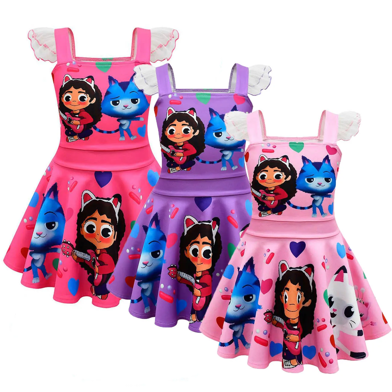 

Gabby Cats Kids Clothes Girls Cartoon Gabby's Dollhouse Princess Dress Sling Ballet Skirt Summer Baby Children Birthday Clothing