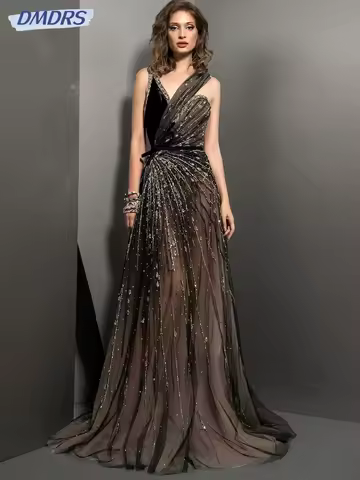Glitter Hand-sewn Beaded Long Mother Of The Bride Dress For Wedding Gorgeous A-line Evening Dress Customized Elegant Prom Gown