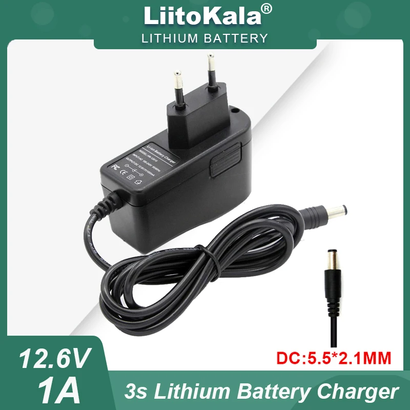 12V/12.6v 18650 21700 26650 Lithium Battery pack Charger DC 5.5 * 2.1 MM polymer