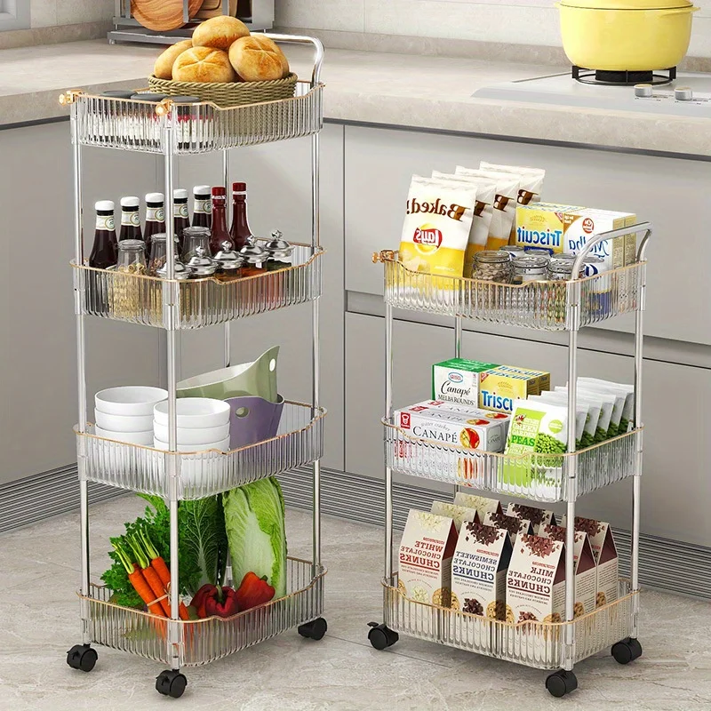 4 storey multi-shelf Living room Kitchen Bedroom Bathroom trolley Storage shelf Active transparent gap floor shelf