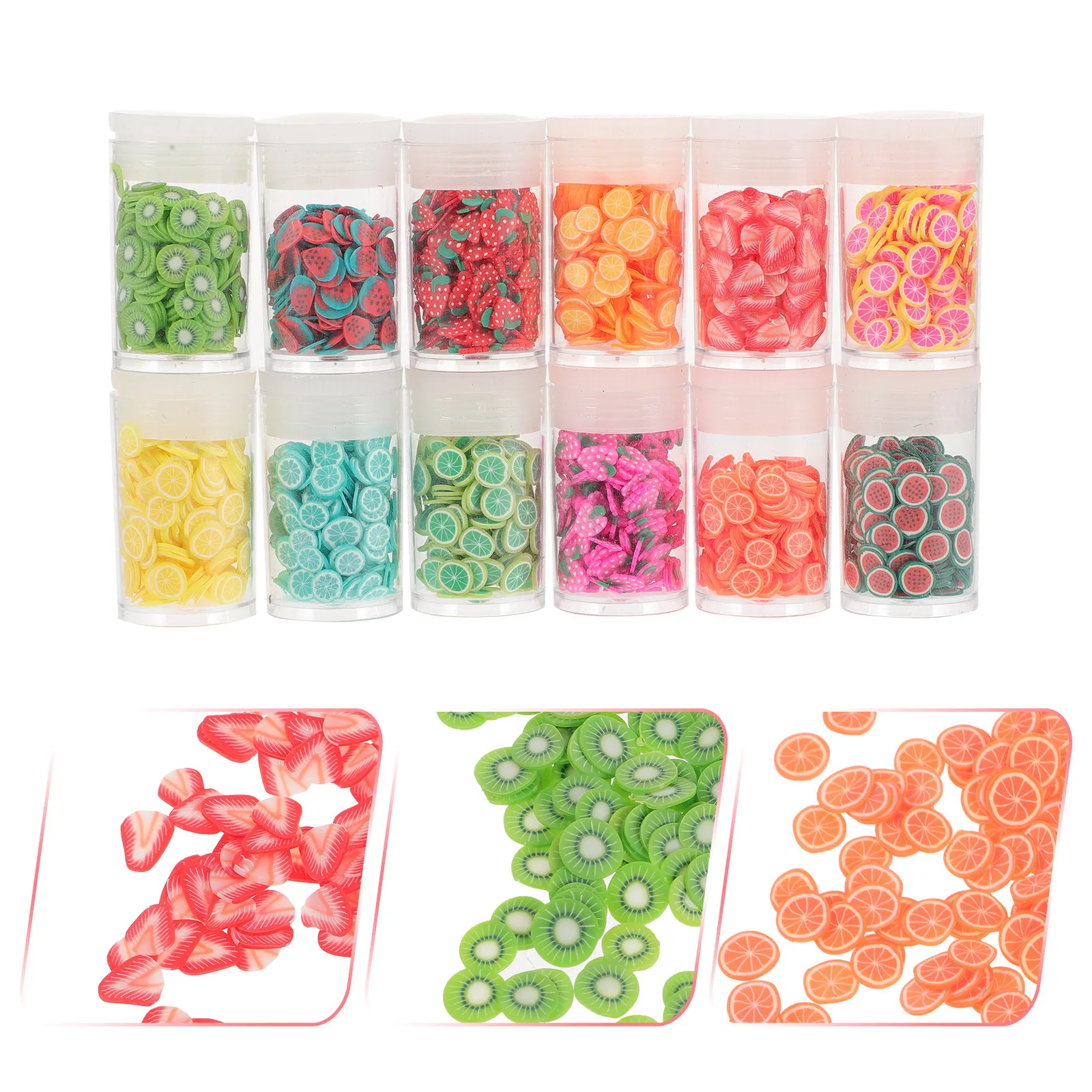 12 Boxes Soft Polymer Clay Fruit Slices Nail Art Decorations for DIY Manicure Natural Artificial Nails Salon Home Use