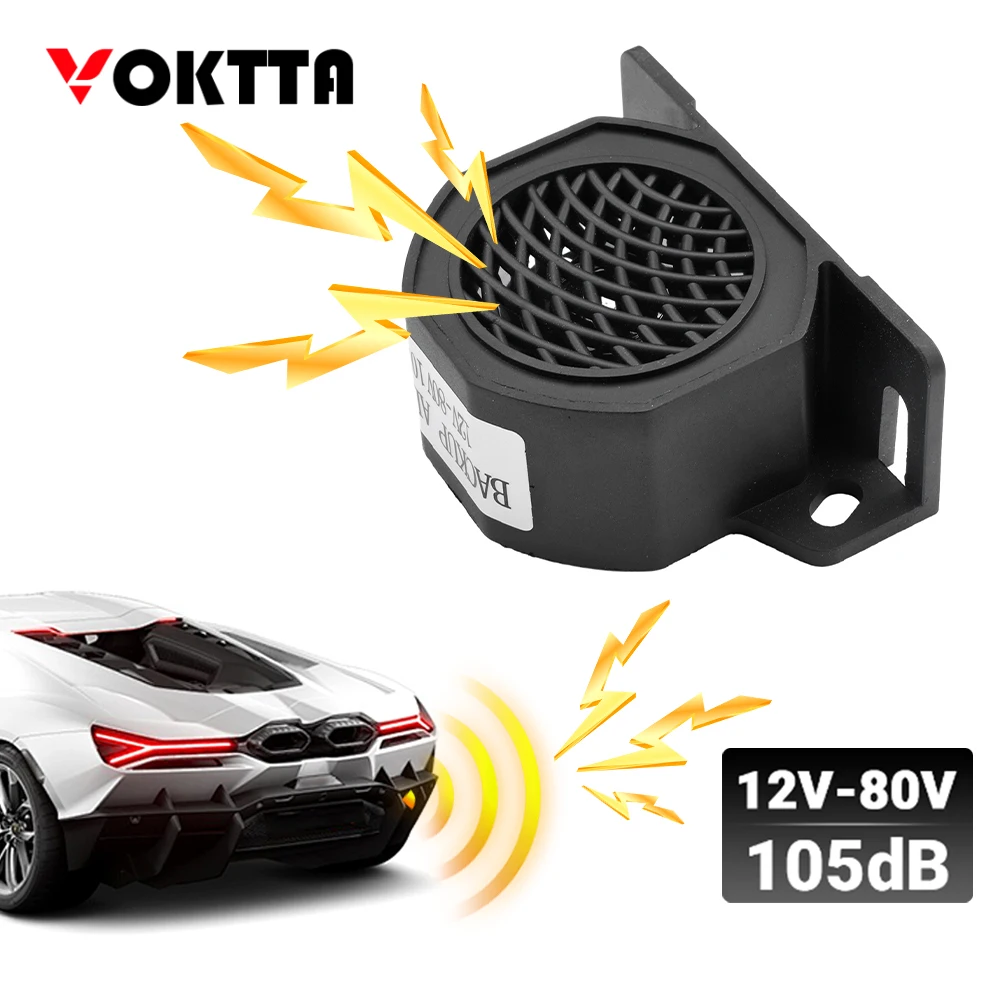 12V/24V-80V Car Reversing Horn 105db Decibel Backup Siren Buzzer Sound Warning Alarm For Vehicle Reversing Reminder