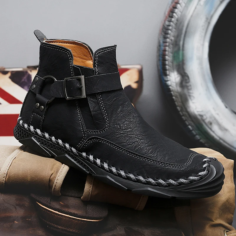 

2026 New Hot Sale Ankle Boots for Men Casual Handmade Mens Boots Design Sneakers Men Outdoor Men Leather Shoes Botas Para Hombre