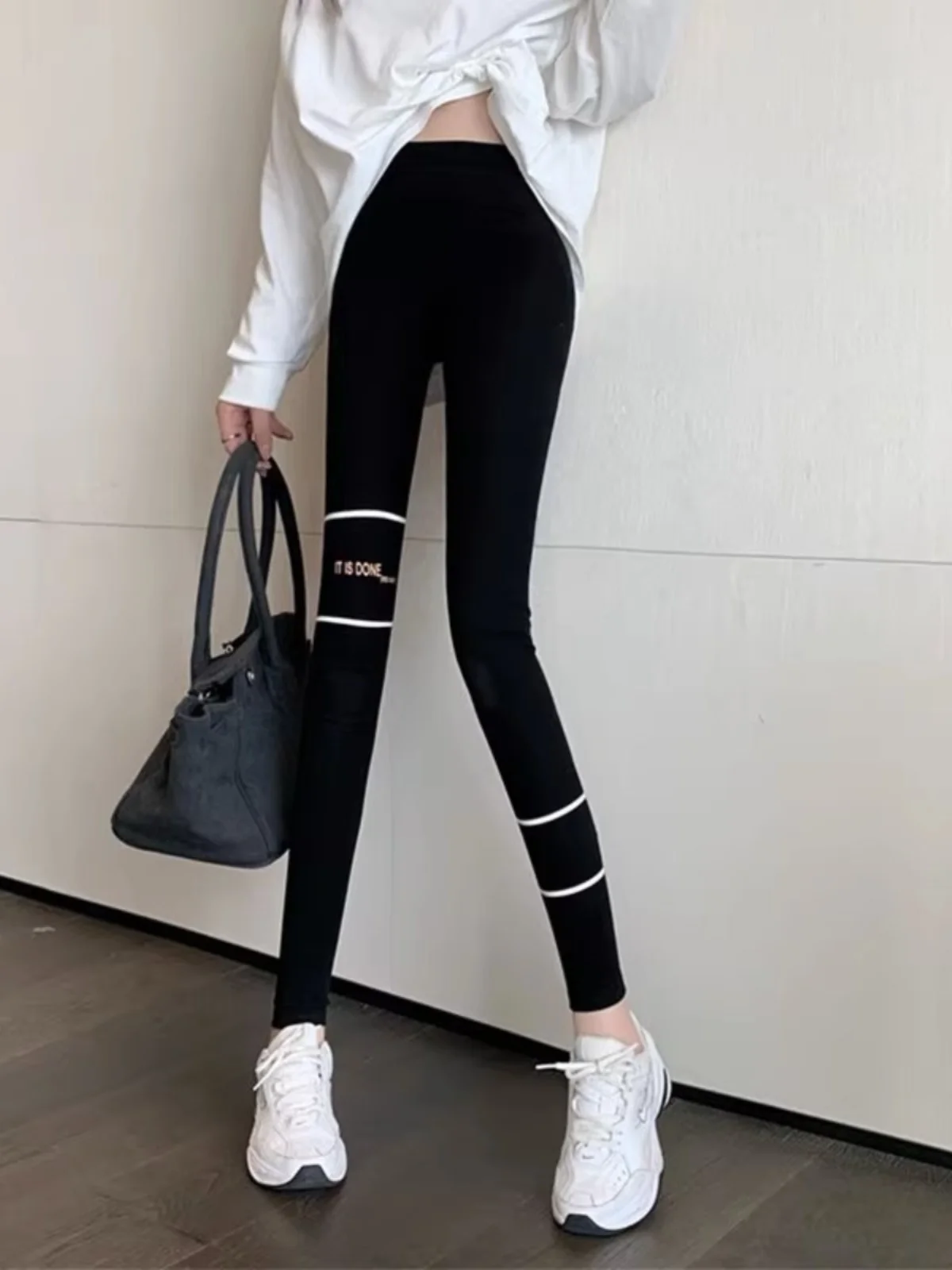 

High-Waist Fce Lined Thiened Yoga Pants Women's Autumn Winter New Sle Fitn arkskin Pants Elastic Tight Outerwear
