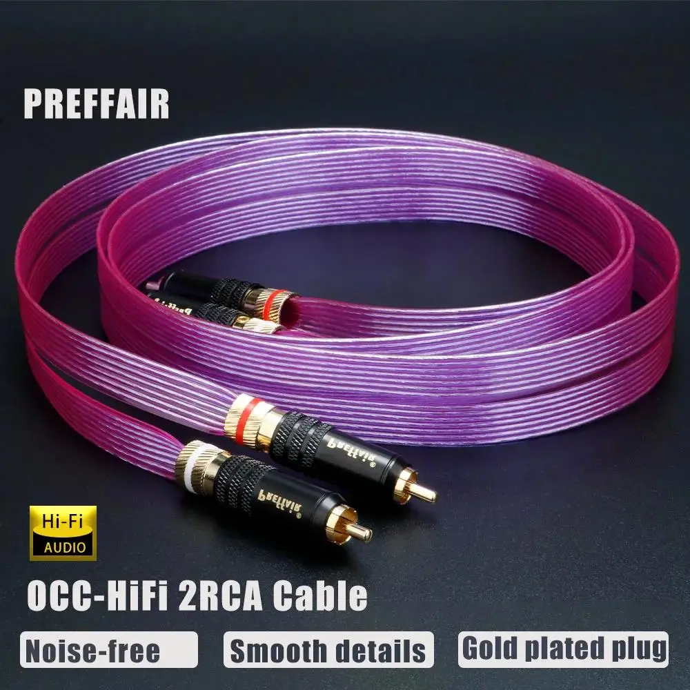 

RCA Cable HiFi OCC RCA Audio cable Hi-end 6N OCC Silver plated Flat Belt with Gold-plated RCA Plugs for Amplifier