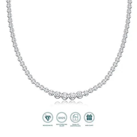 JIUZUAN 925 실버 moissanite 목걸이 4mm 캐주얼 패션 라이트 럭셔리 여성 시니어 선물 인증서 인증