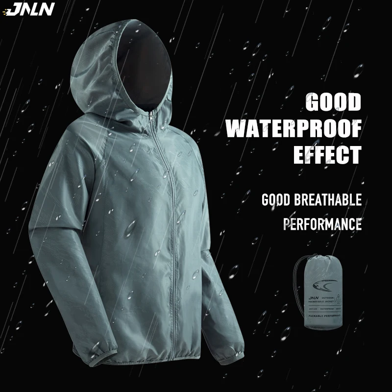 JNLN Men‘s Women‘s Waterproof Hiking Jackets Quick Dry Sun Protective Windbreaker Unisex Camping Climbing Sports Rain Coat