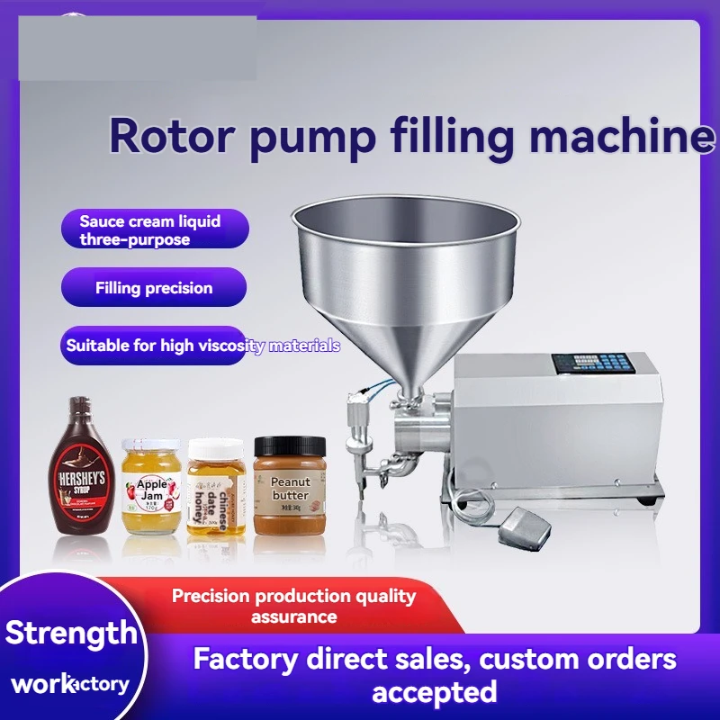 Semi Auto Rotor Pump Filling Machine for Honey Peanut Butter Chili Sauce Syrup High Viscosity Paste Liquid Filler