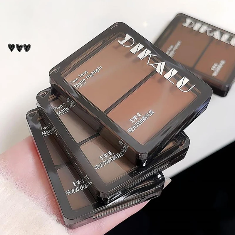 DIKALU Contour Palette 3D Facial Bronzer Cosmetic Face Shading Powder Two-toned Lasting Matte Nose Shadow Makeup Cosmetics