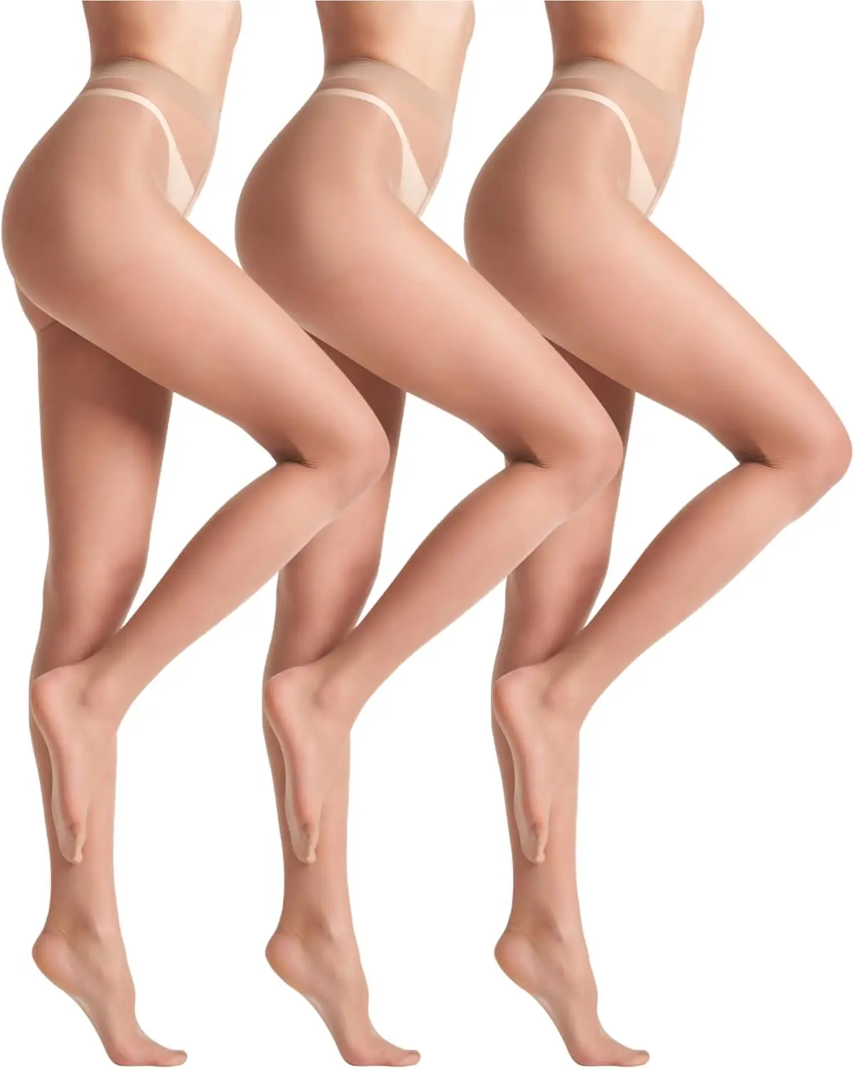 

1 Pair Ultra Sheer Tights for Women, High Waisted Black/Nude Pantyhose, Invisible Natural Look Hosiery for Summer Dresses