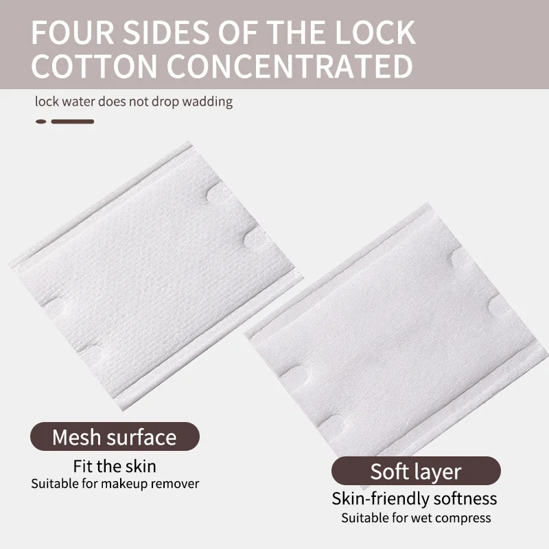 Removedor de maquiagem de algodão sanduíche de efeito duplo dupla face com 222 pedaços de algodão sanduíche amigável à pele para cuidados diários da pele