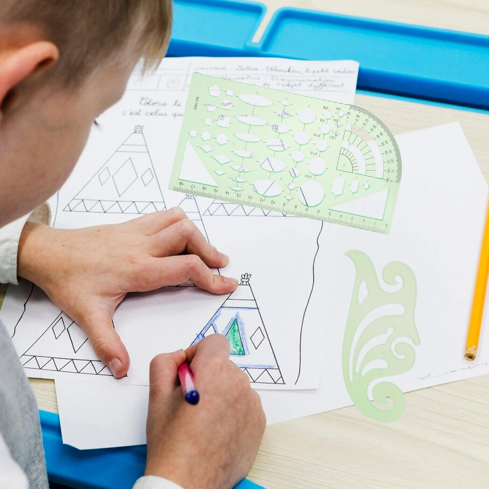 9 Stück kreisförmige ovale Zeichenvorlagen aus Kunststoff, Schablonenlineale für Künstler, Ausarbeitung, Geometrie, Zeichenwerkzeuge, Zubehör