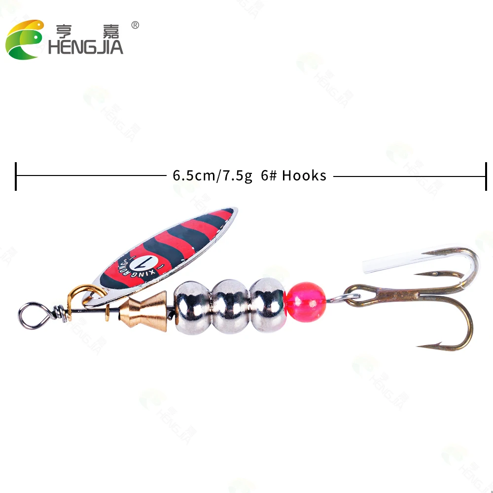 Rotating Spinner Lure 6.5Cm-7.5G-#6 Metal Hard Lure Spinnerbait Sea Fishing Jigs Sequin Trout Spoon for Carp Fishing