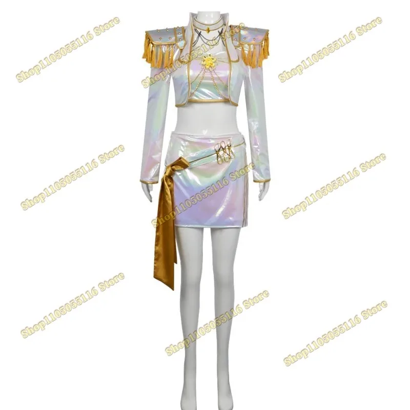 Kpop Demon Hunter คอสเพลย์ชุดวิกผมฮันทริกซ์ มิราสีขาวชุดเกาหลีซุปเปอร์สตาร์ไอดอลชุดฮาโลวีนคาร์นิวัล