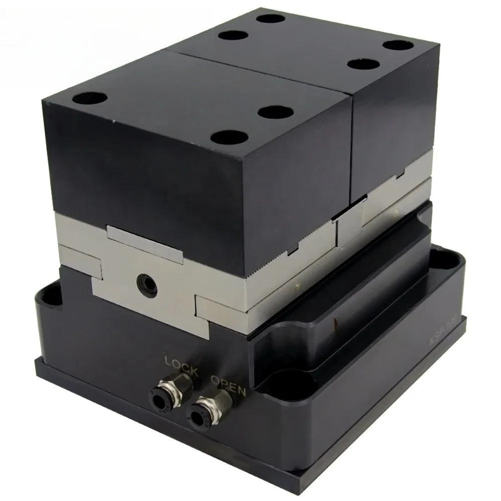 KSP-100+YZ-100 China Wholesale Cnc Self-centering Vice Precision air Pneumatic Vise Workholding with Serrated Steel Hard Jaws