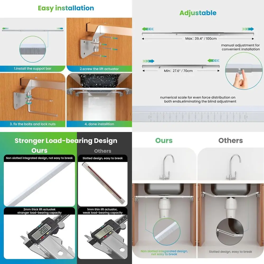 

Регулируемые кронштейны из нержавеющей стали для установки под столешницу для кухонных и хозяйственных раковин, подходят для раковин диаметром 28-39,5 дюймов