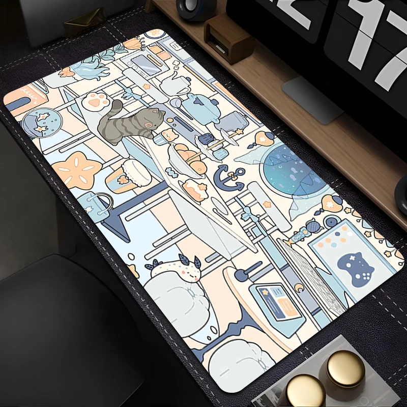 

Gaming Mouse Pad with Stitched Edge Rubber Base Anime Semyon Room Extended Desk Mat Keyboard Mousepad for Office Home Computer