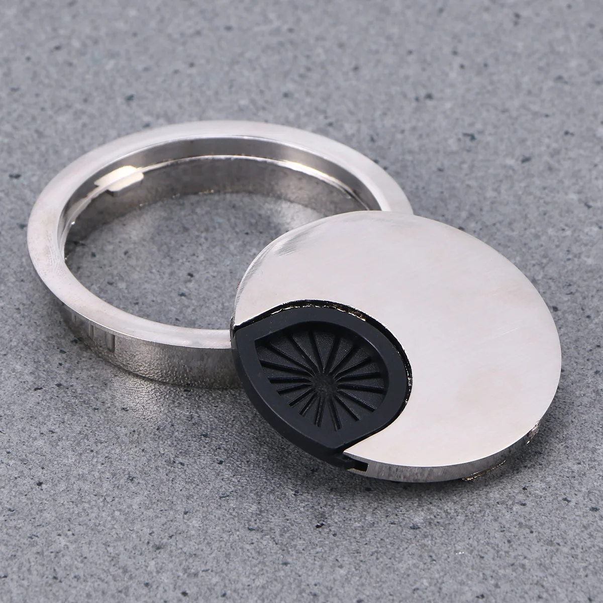 

2 pcs 60Mm Zinc Alloy Hole Brushed Finish Swivel Flip- Material For Computer Desk Cable Management Hole Cover Desktop