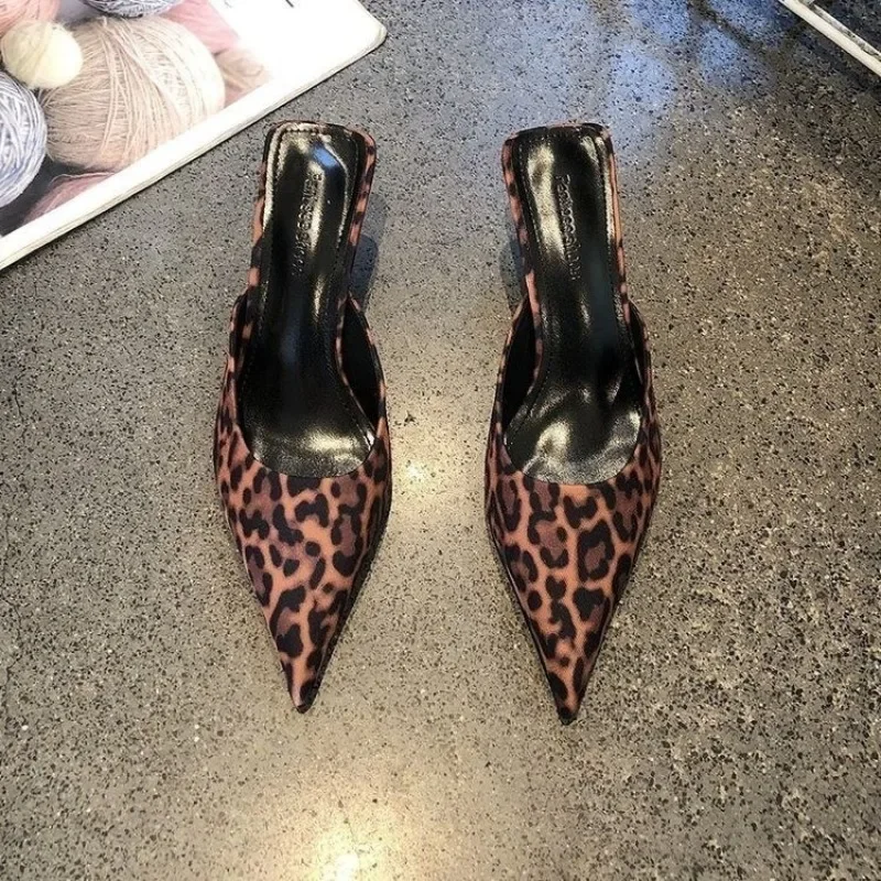 

Women's Shoes 2025 New Closed Toe Women's Slippers Fashion Leopard Print Dress Summer Outdoor Best Seller Heels Women Zapatos