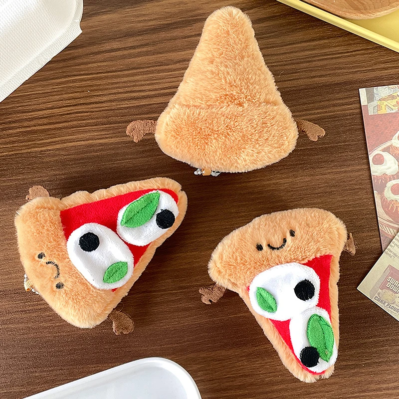 Venda quente bonito pelúcia mini pizza pingente menina mochila pingente presente de aniversário chave pingente