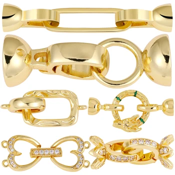Juya FAI DA TE 18K Oro Argento Placcato Accessori Forniture Creativa Semplice Chiusura di Chiusura Chiusura Catenacci Per Le Donne Perline Creazione di Gioielli