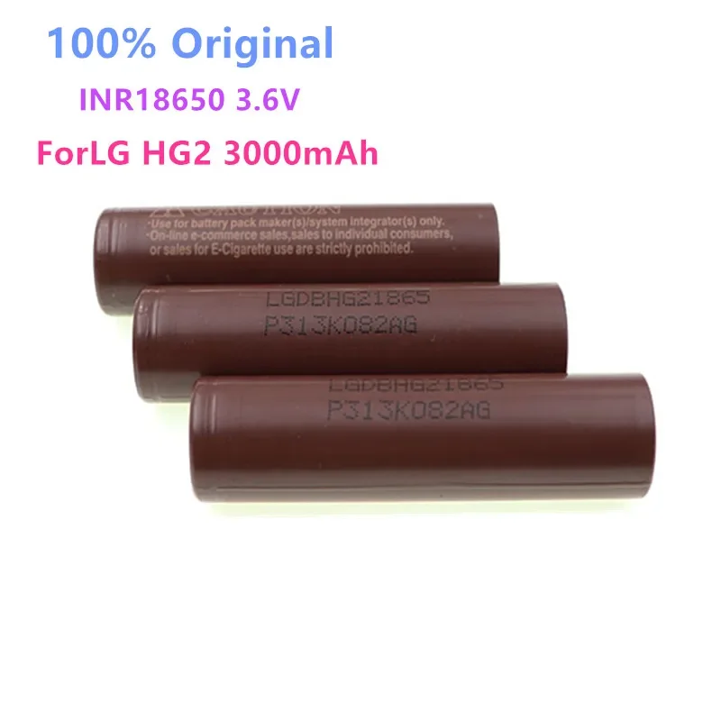 High-capacity HG2 18650 3.6V 3000mAh Chargeable Lithium Battery, High Power Discharge 20A High Current for Self Made DIY