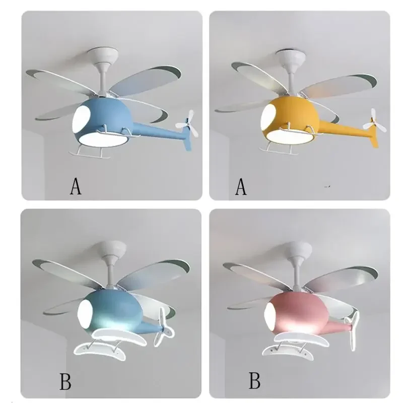 Modern LED Kids Room Ceiling Lamp Creative Helicopter Lamp For Boys Bedroom Kindergarten Decor Cute Plane Ceiling Chandelier