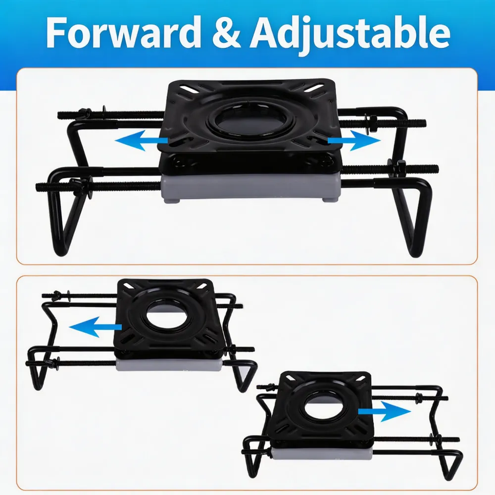Boat Seat Swivel Base Crossbar Mount Adjustable Track 360° Rotatable Bracket for Yacht Fishing Kayak RV Jon Inflatable Dinghy view 2