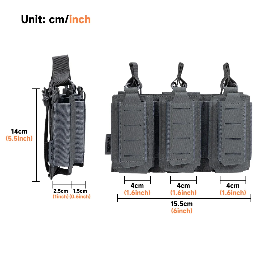 Triple Mag Pouch Open-Top Rifle Mag Pouches und Pistolenmagazintaschen für M4 M16 AK Molle Rucksack Airsoft Gear – Detail 1