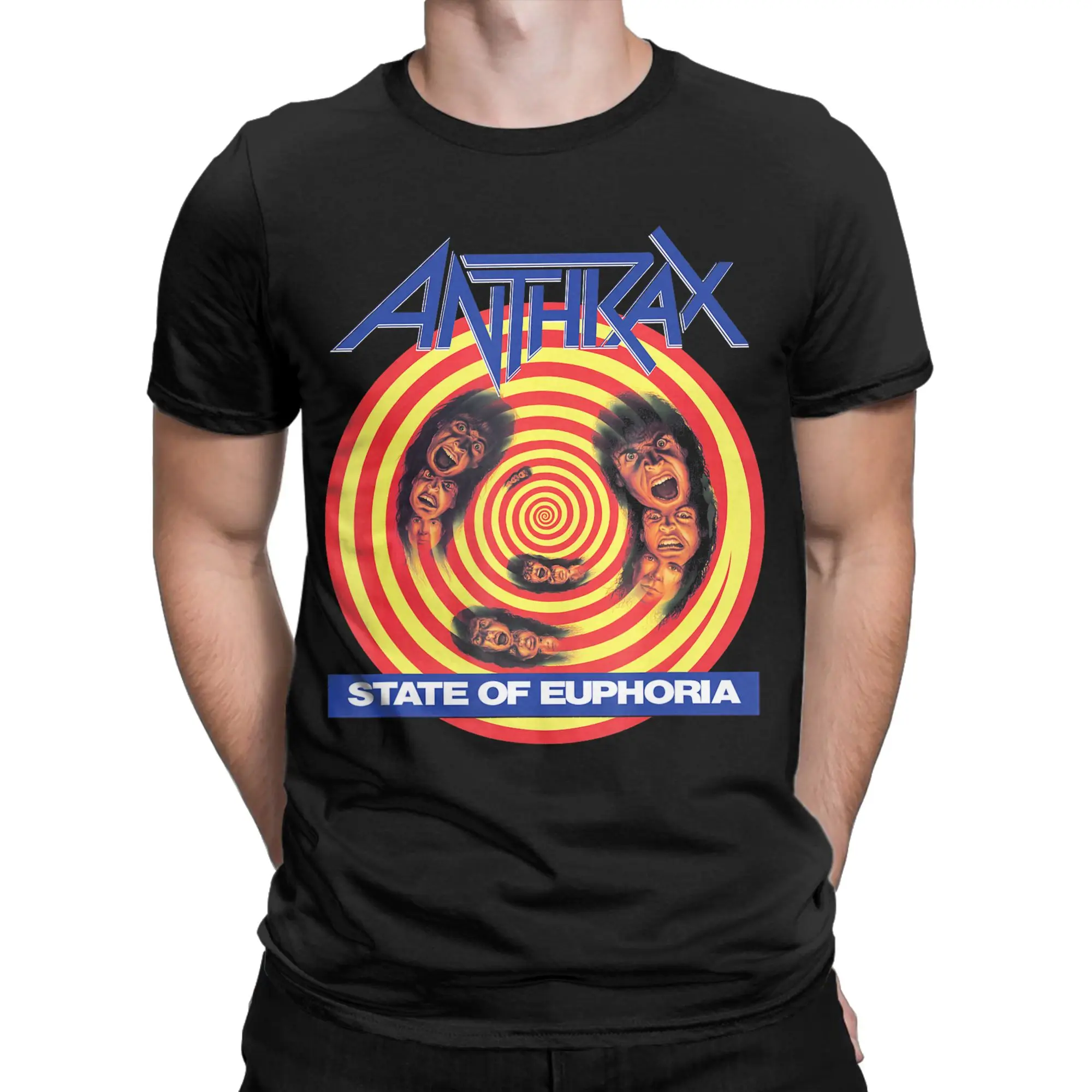 Anthrax State of Euphoria Men's T Shirts  Awesome Tee Shirt Short Sleeve Round Neck T-Shirt Pure Cotton Adult Clothing