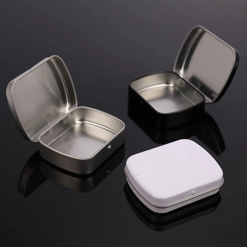 Minze Candy Box Blechdose Lutsch tabletten kleine Clam shell Eisen leer Metall Silber schwarz Flip Dump Schlüssel