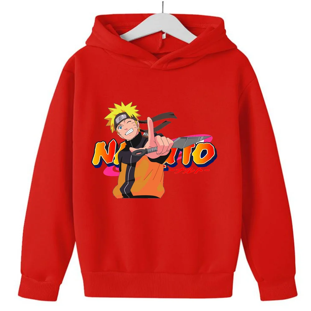 Sudadera con capucha de dibujos animados de Naruto para niños y niñas, suéter deportivo de Anime japonés, disfraz de Cosplay, jerséis para niños, Tops, novedad de 2024