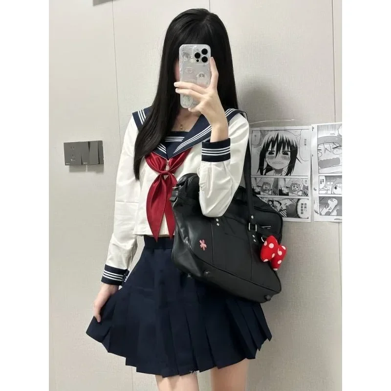 plus Size Sailor Suit orm JK School orm Long Sve ort Sve irt Basic Edition Tee Books Middle orm JK Skirt