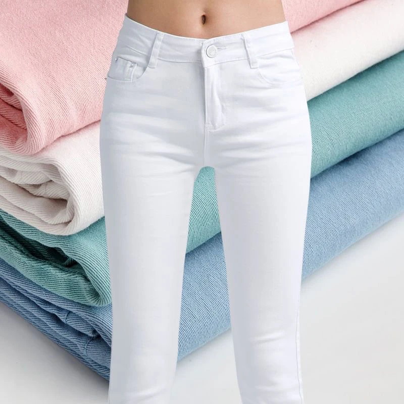 Oversized 34 Candy Color Pencil Jeans Women 80% Cotton Office Skinny Denim Pants Khaki Slim Stretch Cowboy Trousers Ol Pantalon