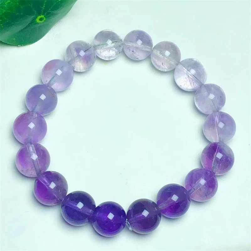 Natural Gradient Amethyst Bracelet Handmade Crystal Jewelry Stretch Bangle Children Birthday Gift 1pcs 8/10/12MM