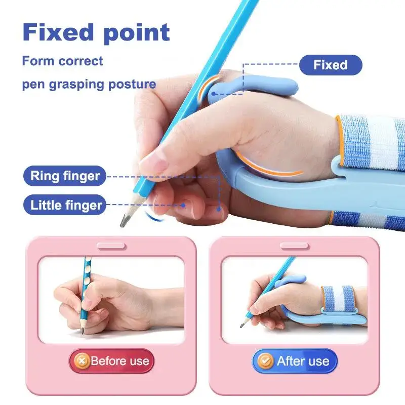 Imagem -02 - Treinamento de Escrita das Crianças Postura Aperto Pulso Silicone Correção Aux Lápis Aperto para Crianças Protetor de Escrita Articulações