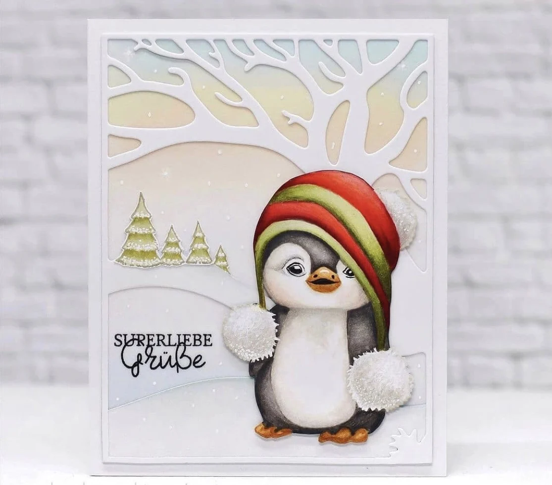 penguin Christmas Transparent Clear Stamps for DIY Scrapbooking/Card Making/Kids Christmas Fun Decoration Supplies